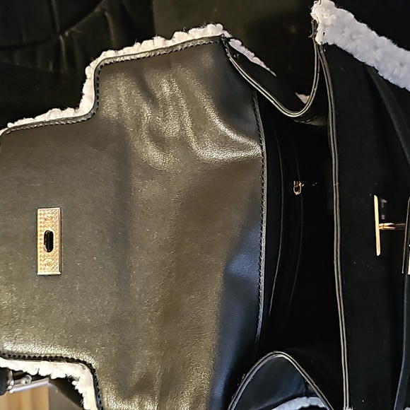 Badgley Mishka Fur Border Satchel - Picture 4 of 4